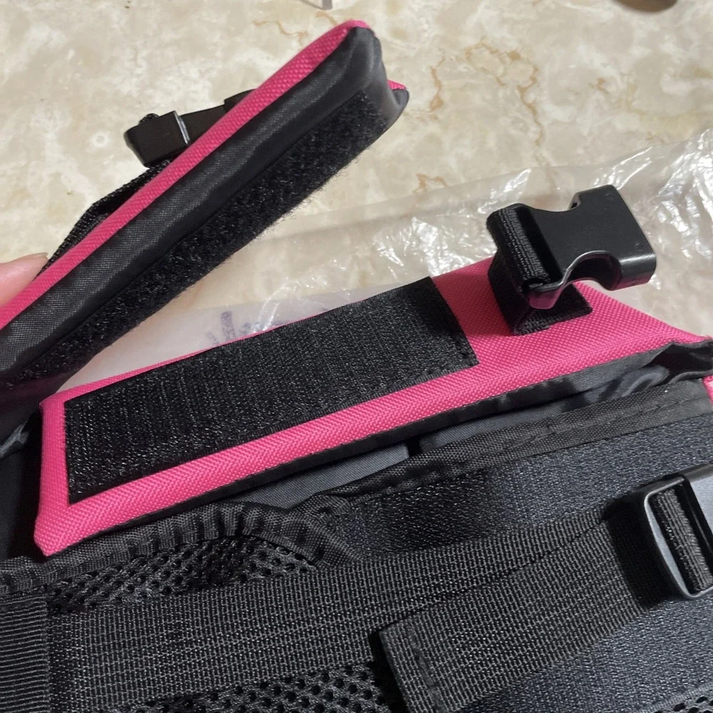 Pink and‎ Black Dog Life Preserver Reflective Leash Connection Medium